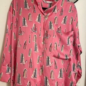 Zara Satin Long Sleeve Blouse